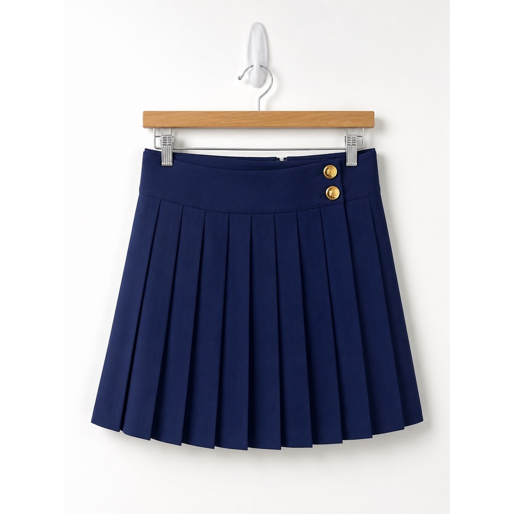 NWT Alice Olivia Size 8 Navy Blue Pleated Mini Skirt Academia Preppy Schoolgirl